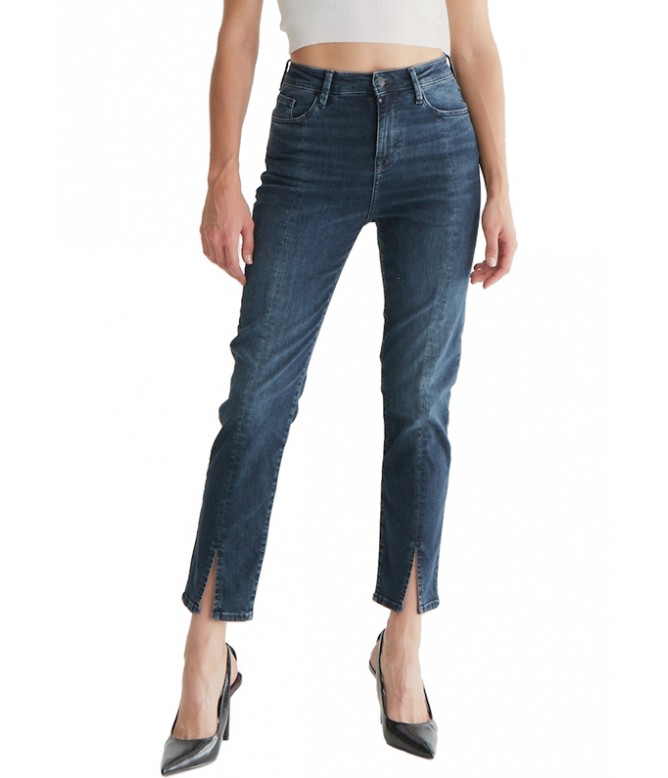 Bella Dark Blue High Waist Straight Jeans