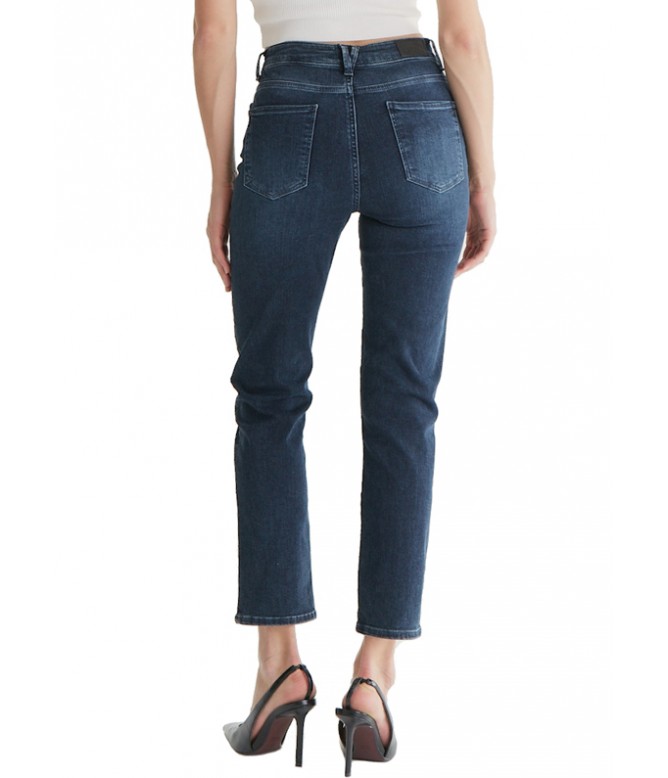 Bella Dark Blue High Waist Straight Jeans