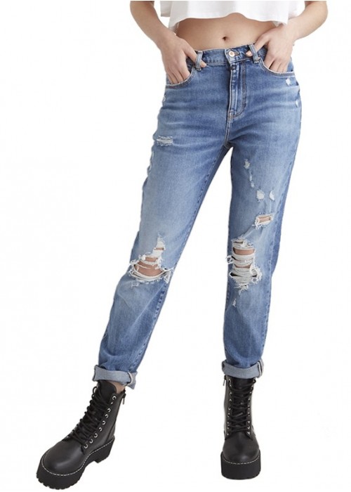 Lynn Blue Destroyed High Waist Jeans