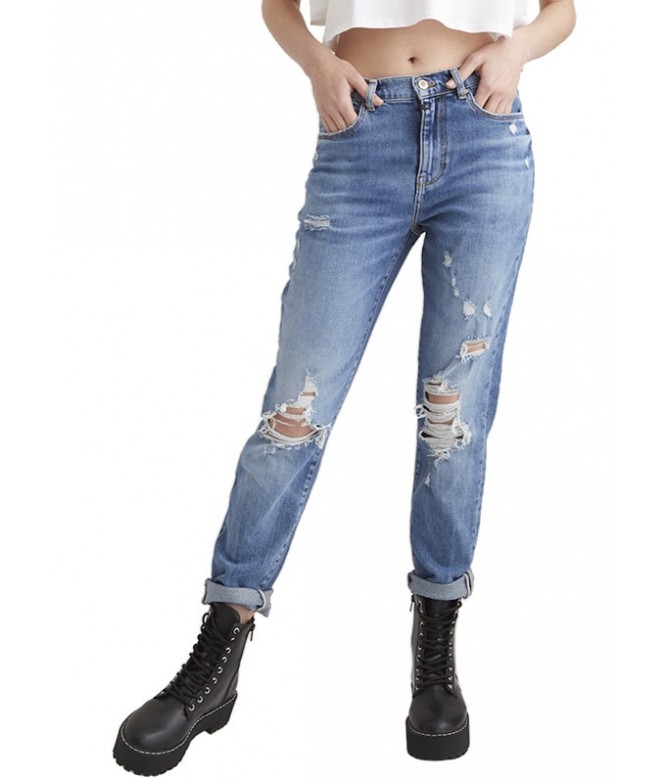 Lynn Blue Destroyed High Waist Jeans